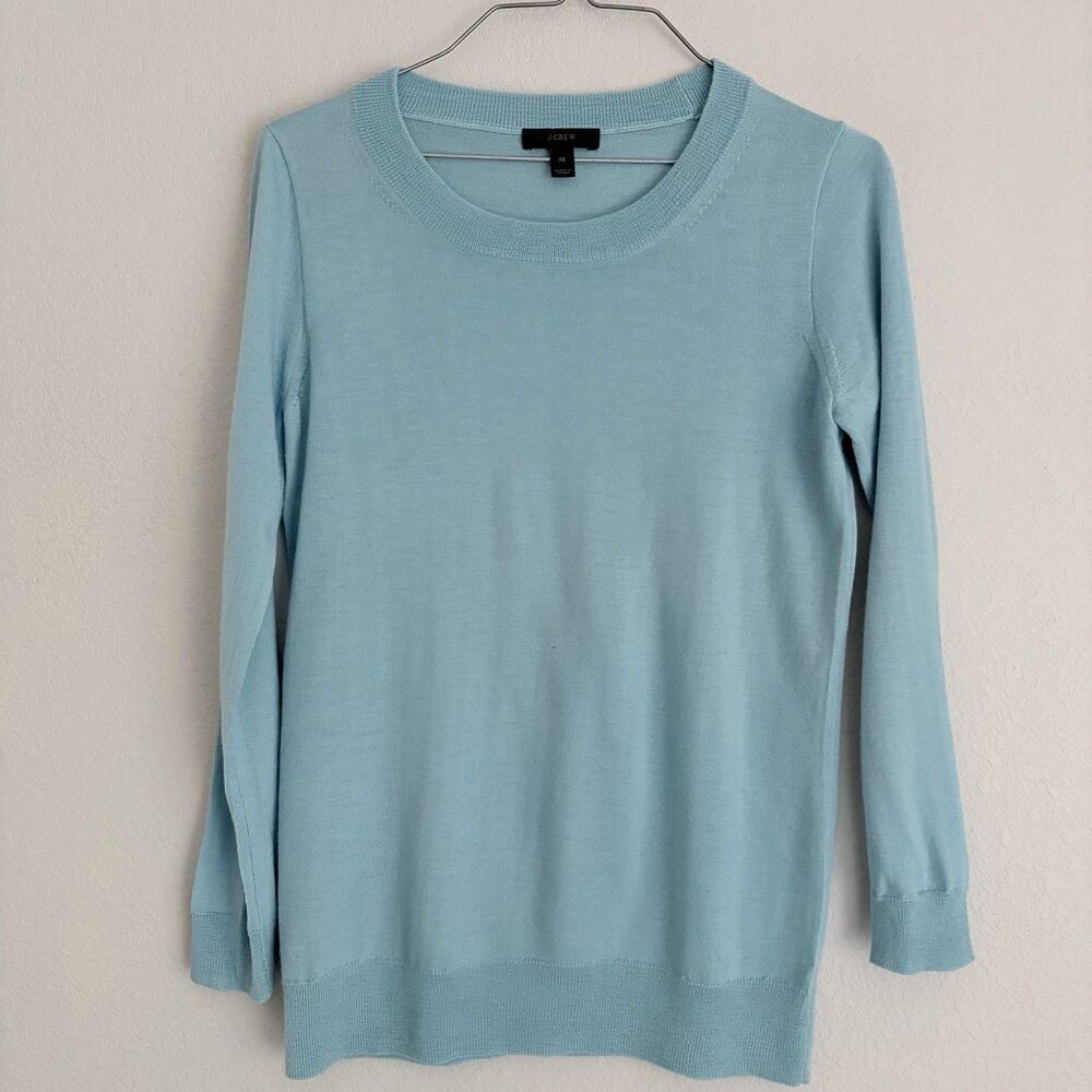 J Crew Women’s Merino Wool Sky Blue Sweater Size XS